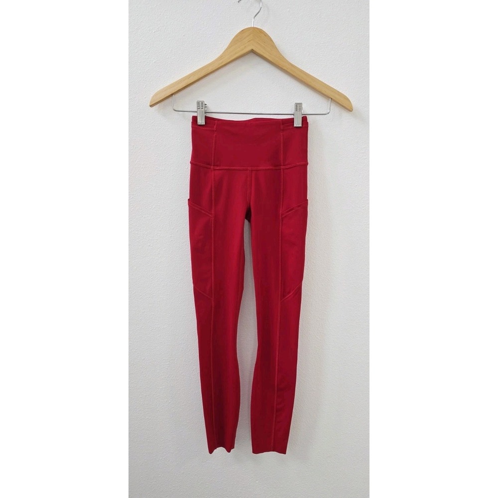 Lululemon Fast and Free High-Rise Tight 23" Solid Red Size 0 Pockets